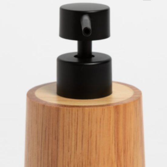 Dispensador de jabón líquido madera roble con bomba negra-marrón