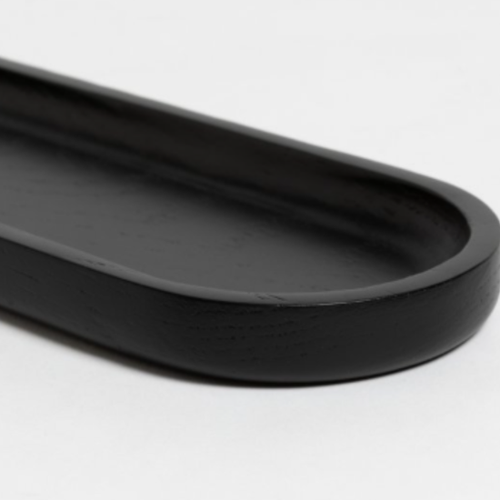 Bandeja rectangular negra con bordes redondeados línea Roble-