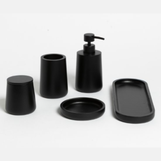 Conjunto de accesorios de baño negro línea Roble-negro