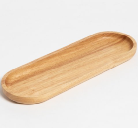 Bandeja ovalada de madera roble con bordes redondeados-