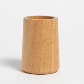 Portacepillo cilíndrico de madera natural color roble marrón claro-marrón