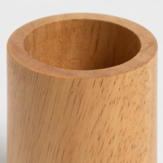 Portacepillo cilíndrico de madera roble marrón con hueco interior-marrón