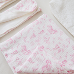 
                    
                      Conjunto de mantas blancas con detalles florales rosas para bebé-rosa
                    
                  