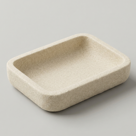 Jabonera de piedra rectangular marfil con bordes redondeados-marfil