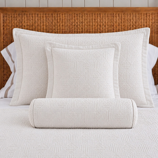 funda de almohada para sham con diseño geométrico-blanco