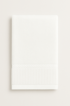 Toallita blanca tipo finger Supreme con diseño de rayas en relieve-blanco