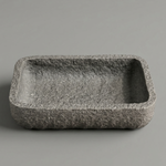 
                    
                      Jabonera de piedra gris rectangular con interior cóncavo y textura rugosa-gris
                    
                  