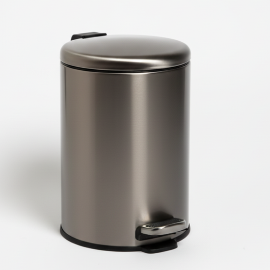 Cesto de basura redondo de acero inoxidable con pedal-acero