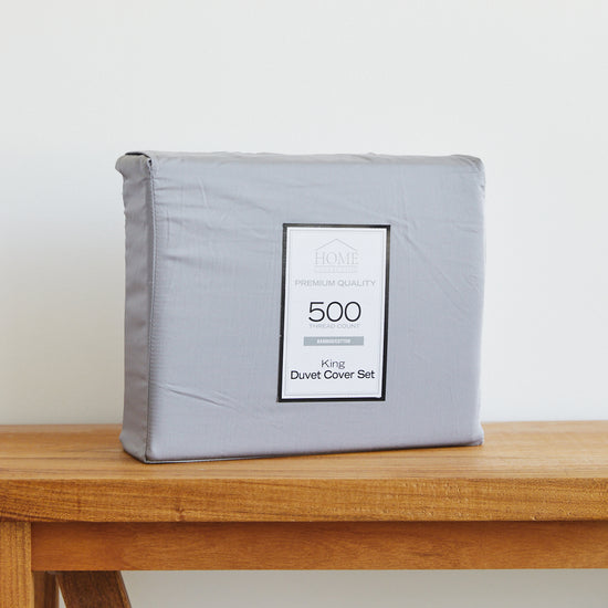 Funda de edredón gris de bambú algodón 500 hilos tamaño King-gris