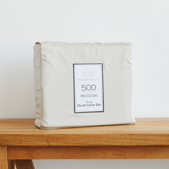 Funda de edredón King tamaño bamboo algodón 500 hilos natural empaquetada-natural
