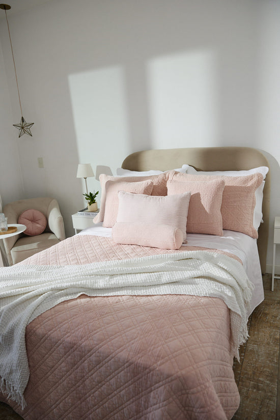 Cubrecama Manchester ros con diseño acolchado-rosa