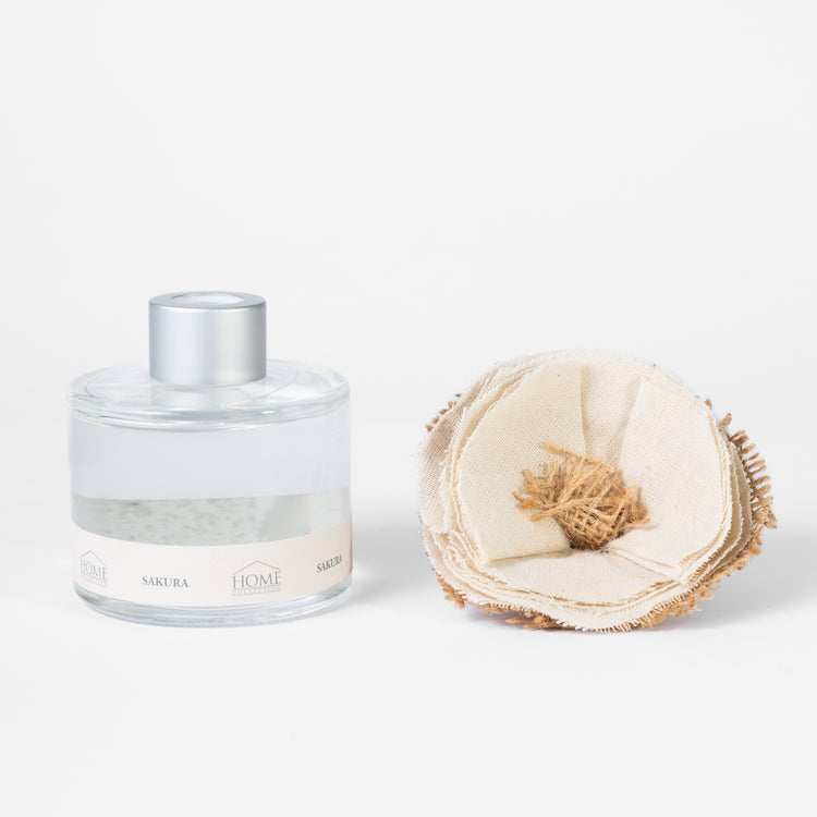 Difusor de aromas Sakura con flor decorativa de lino natural-