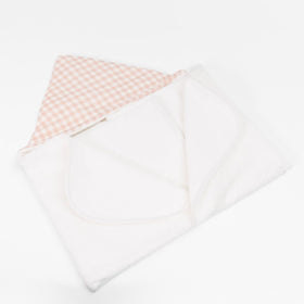 Toalla blanca con capucha cuadrille rosa para bebé-rosa
