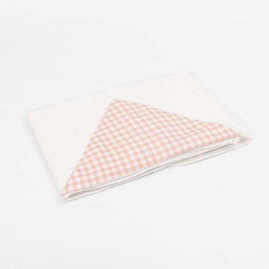Toalla con capucha estampado cuadrille rosa y blanco-rosa