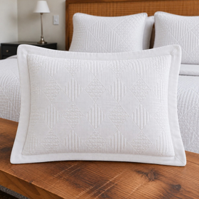 funda de almohada para sham con diseño geométrico-blanco