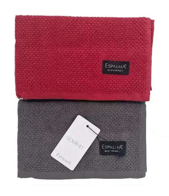 Set de dos repasadores rojo y gris marca Espalma Gourmet-rojo/grafito