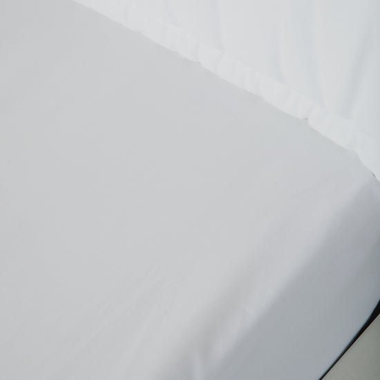 Sábana ajustable blanca para cama infantil, detalle de tela-blanco