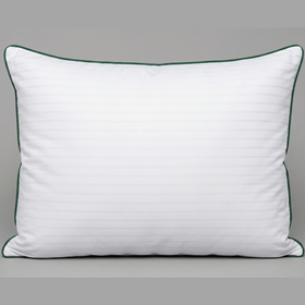 Almohada blanca rectangular con ribete verde oscuro frontal-