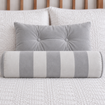 
                    
                      cojin decorativo cilíndrico de tela de pana-gris
                    
                  