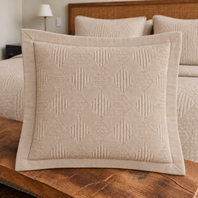 funda de almohadon con patrón geométrico de algodón-beige