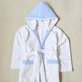bata de baño en algodón premium para niño-celeste