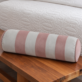 cojin decorativo cilíndrico de tela de pana-ROSA