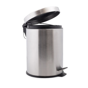 Cesto de basura de acero inoxidable con tapa y pedal-plata