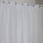 
                    
                      Cortina de baño blanca translúcida colgada con ganchos plateados-plateado
                    
                  