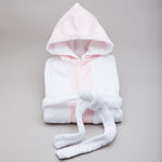 
                    
                      Bata de baño infantil blanca y rosa con capucha y cinturón-rosa
                    
                  