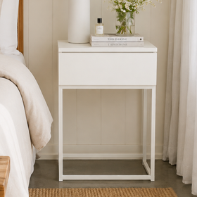 mesa de luz de hierro para habitación-blanco