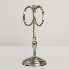 Toallero decorativo de metal níquel con dos aros colgantes-rosa
