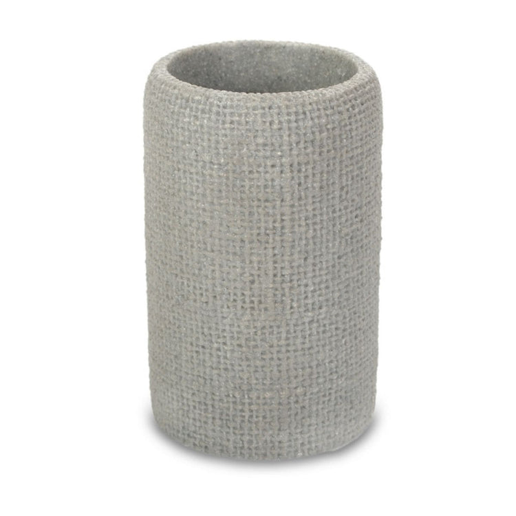 Portacepillo tejido gris cilíndrico con textura acanalada-gris