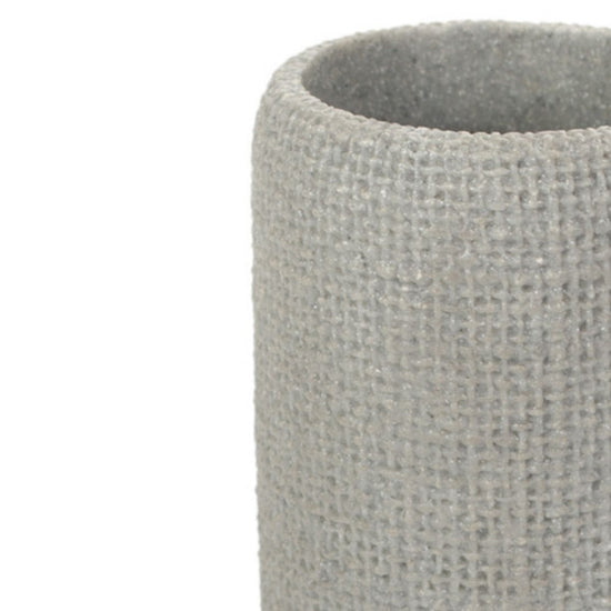 Portacepillo de cerámica tejida gris con textura natural-gris