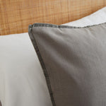 
                    
                      Funda de edredón gris Sanderson sobre cama blanca con cabecero-gris
                    
                  