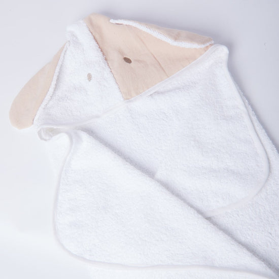 Toalla con capucha blanca para bebé con diseño de perro-
