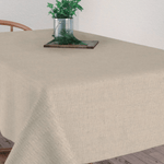 
                    
                      Mantel Hughet Lino beige sobre mesa con planta decorativa-beige
                    
                  