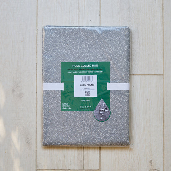 Mantel redondo gris de 1.80 m con protección antimanchas Home Collection-