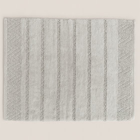 Alfombra de baño con rayas texturizadas en color blanco-blanco
