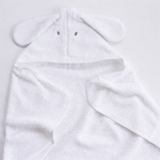Toalla con capucha blanca en forma de perro para bebé-blanco