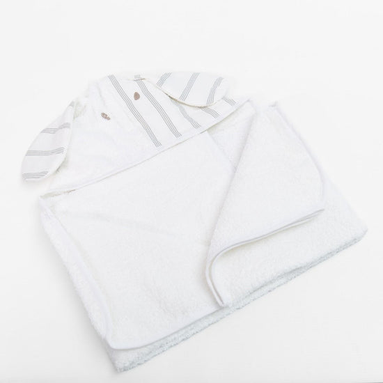 Toalla con capucha blanca estampado gris para bebé diseño perro-gris