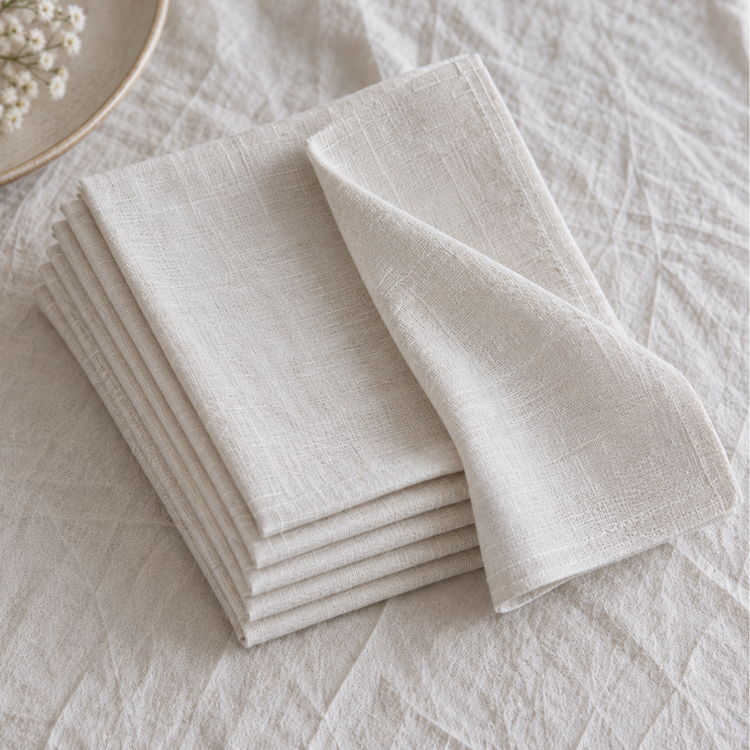 pack de servilletas de lino por cuatro unidades para cocina-natural
